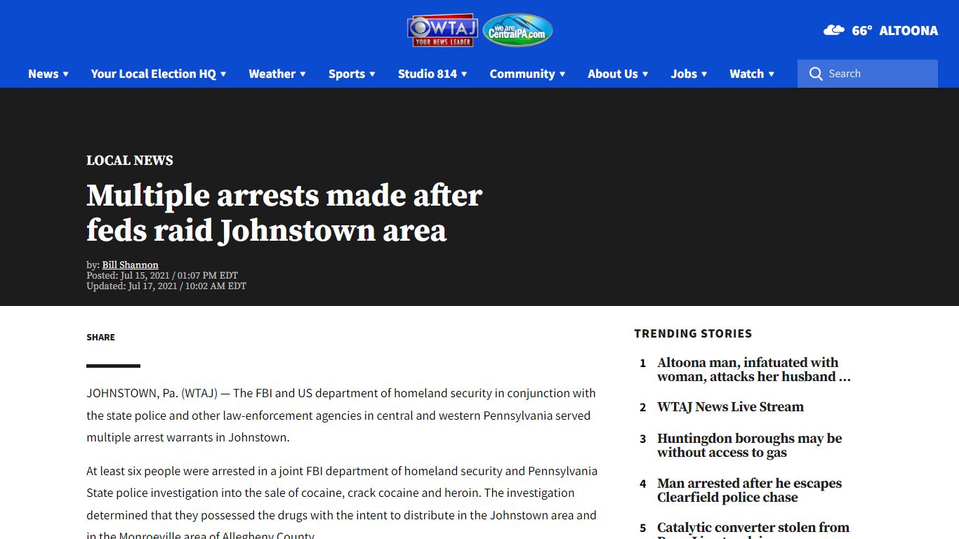 Multiple arrests made after feds raid Johnstown area - WEARECENTRALPA